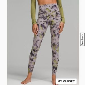 Lululemon Align 28” tight, brand new never worn, gray with purple/green pattern